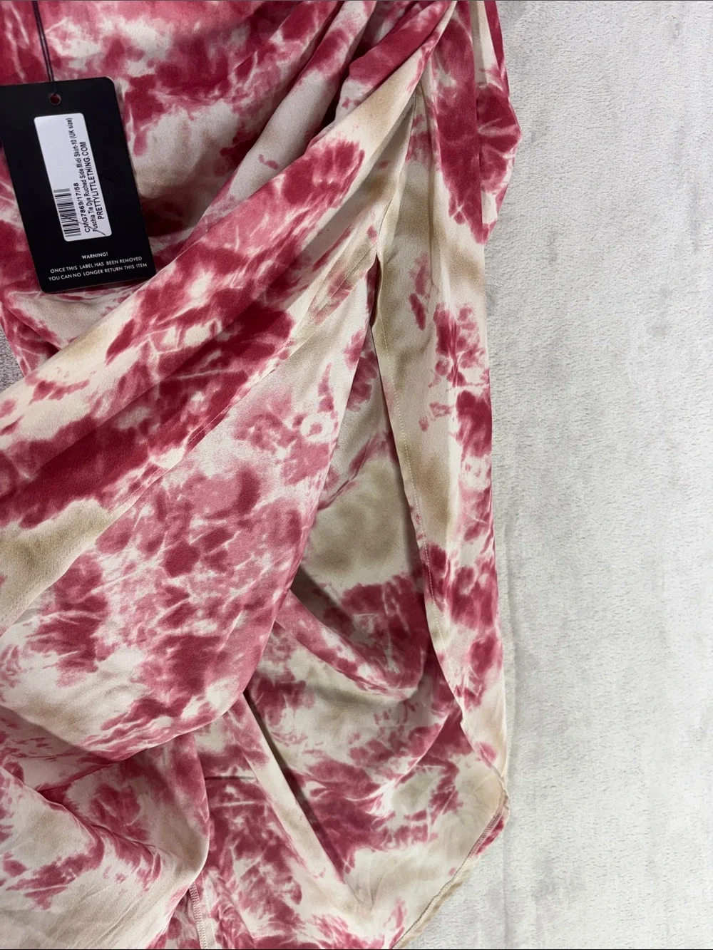 PrettyLittleThing Fuchsia Tie Dye Ruched Side Midi Skirt Size 6--NWT